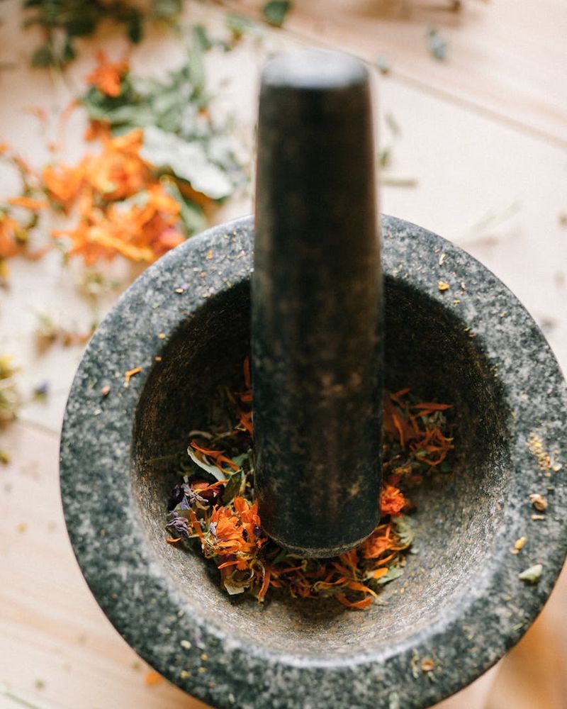Abstract herbal wellness composition with botanical elements